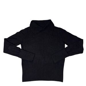 The Cashmere Project Black Collar Sweater Womens M Minimalist Turtleneck Career